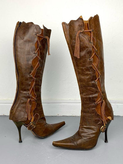 LEATHER HIGH HEELS BOOTS