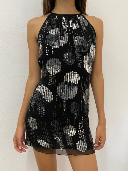 HALTER BLACK SEQUIN DRESS
