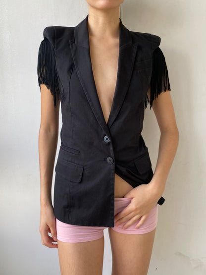 FRINGE BLACK BLAZER