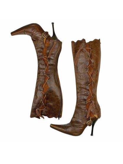 LEATHER HIGH HEELS BOOTS