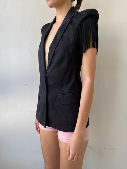 FRINGE BLACK BLAZER