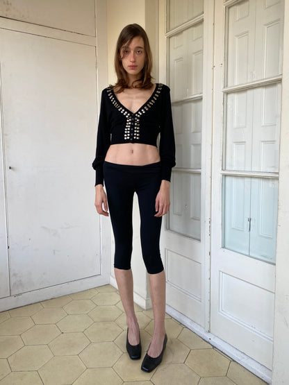STUDDED CROP CARDIGAN