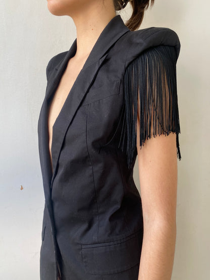 FRINGE BLACK BLAZER